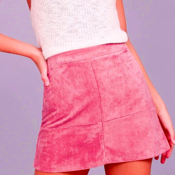 Vintage Pink Genuine Suede Mini Skirt - Picture 2 of 6